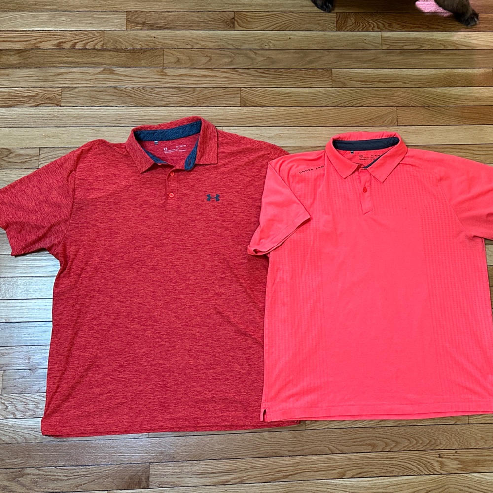 Men’s Under Armour Polo Red and Orange Polo Shirts XL